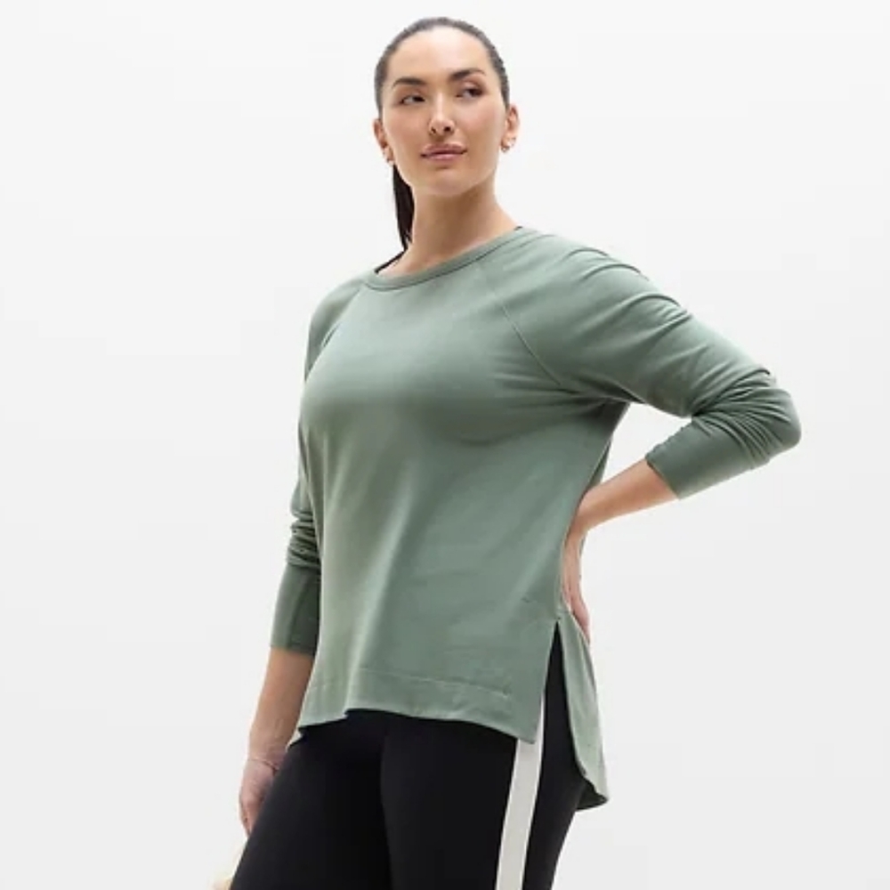 Athleta Coaster Luxe Recover Sweatshirt Womens Size Medium - Green